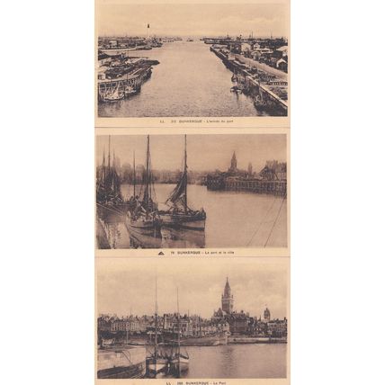 Dunkerque Le Port 3x Antique Mint French Dunkirk Postcard s