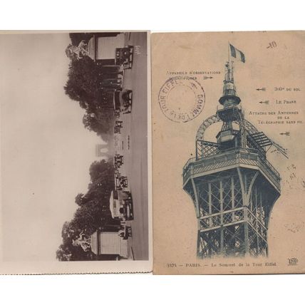 Sommet Summit Of Eiffel Tower Antique French 2x Postcard