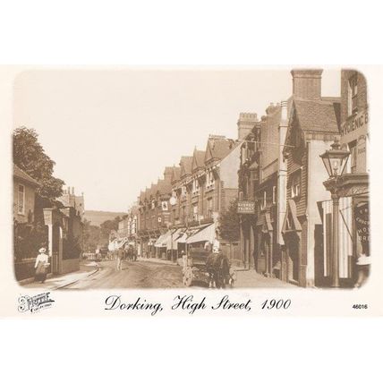 Dorking High Street Yeoman Pub in 1900 Surrey Postcard