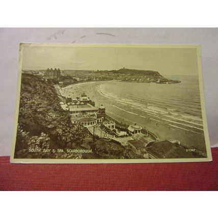 SPA AND SOUTH BAY, Scarborough Yorkshire used postcard by Valentine 1952 pm =