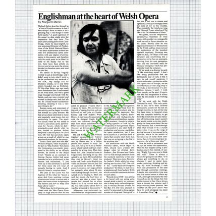 Michael Geliot Opera Director - 1972 Article