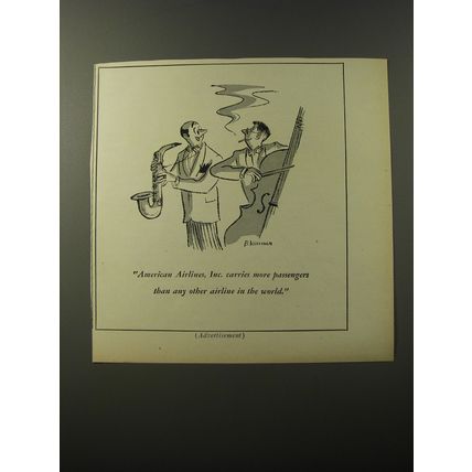 1953 American Airlines Ad - cartoon by Bernard Wiseman - Jazz Band