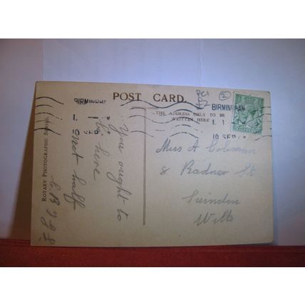 "COAXING A SMILE" used antique postcard RP by Rotary c. 1913 =