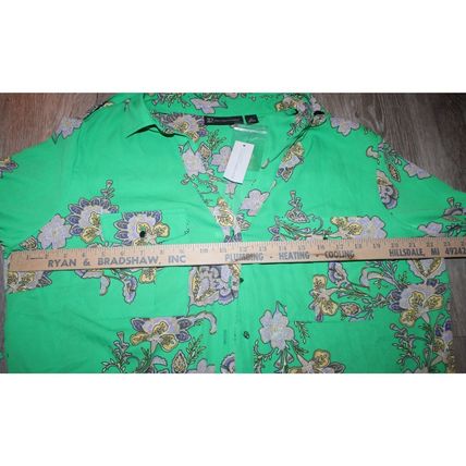 Womens Blous Long sleeve Button up Shirt Size XL Green NY & Company New York