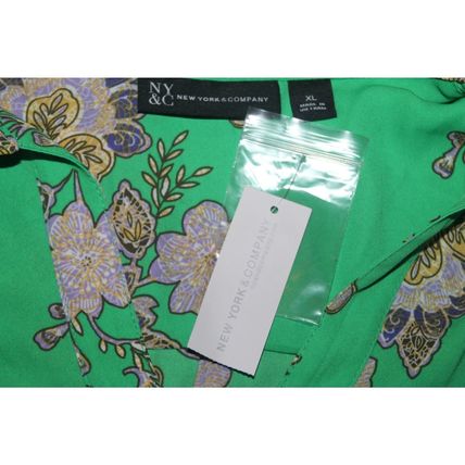 Womens Blous Long sleeve Button up Shirt Size XL Green NY & Company New York