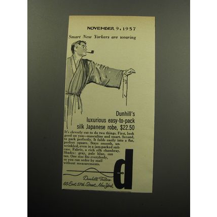 1957 Dunhill Robe Ad - Dunhill's luxurious easy-to-pack silk Japanese robe