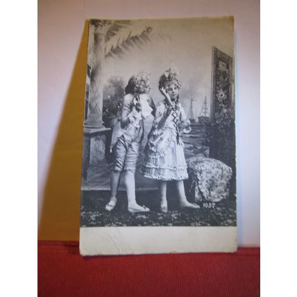 CHILDREN in GEORGIAN? COSTUME. antique unused postcard =