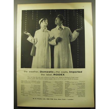 1959 Rodex Coats Advertisement - The weather, Domestic - the coats, imported