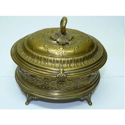 Antique c1900 Etrog Box WMF Warsaw Poland Marked Silver-Plated Repousse, H 12 cm