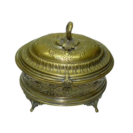 Antique c1900 Etrog Box WMF Warsaw Poland Marked Silver-Plated Repousse, H 12 cm