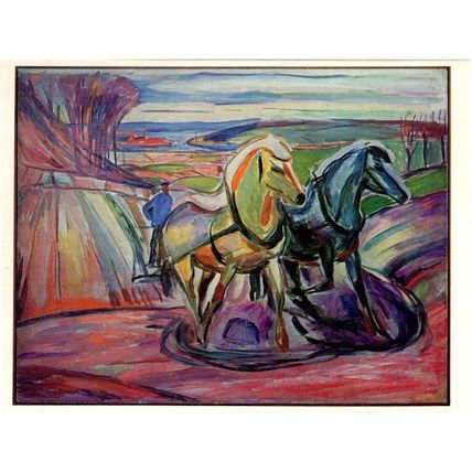 Edward Munch Oslo Spring Ploughing Farming Painting Postcard