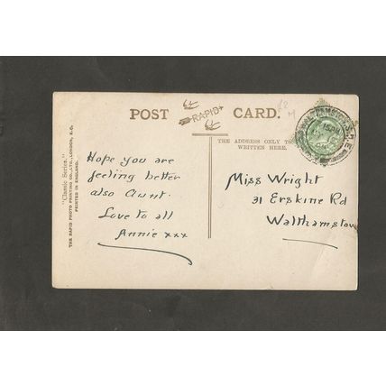Genealogy Postcard Maude Wright 31 Erskine Road Walthamstow London 1916