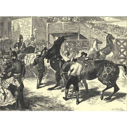 ROME - THE CARNIVAL RACES 1872 Basil Bradley Barbieri horses VICTORIAN ENGRAVING