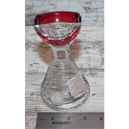 VTG CANDLE STICK HOLDER ANNA HUTTE BLEIKRISTALL RUBY LEADED CRYSTAL GERMANY