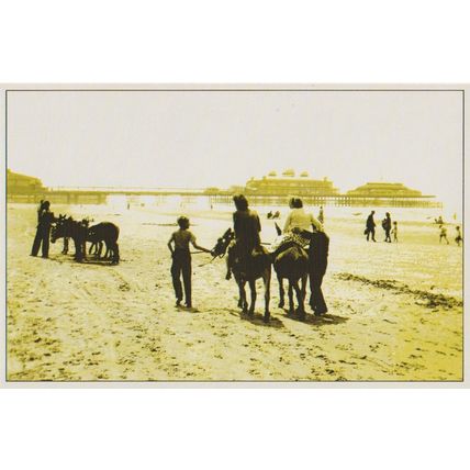Postcard Donkey Rides Beach Sand Pier Blackpool 1950 - Nostalgia