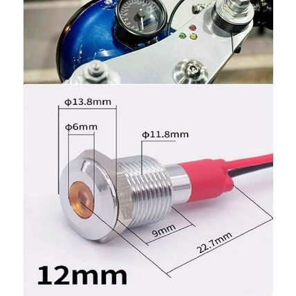 1 x 12mm LED DASH PANEL WARNING LIGHT 12-24V CAR VAN LORRY BIKE BOAT WARNING SS.