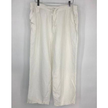Cubavera Men's Pants XL Linen Blend Elastic Draw String White Summer Lightweight