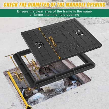 24 X 24 Inches Frp Solid Square Septic Tank Lid and Base with Handles Manhole Co