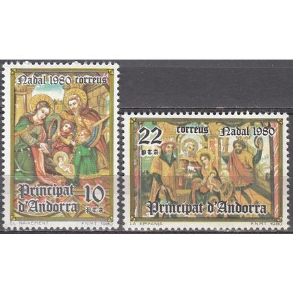 Andorra Español 1980 Michel 136 - 137 Neuf ** Cote (2008) 1.00 € Noël Peintures