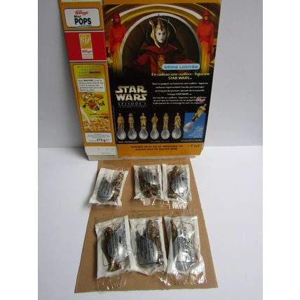 Kellogg`s - Corn Pops (France) 1999 Star Wars Spoons Cereal Box Set of 6 Sealed