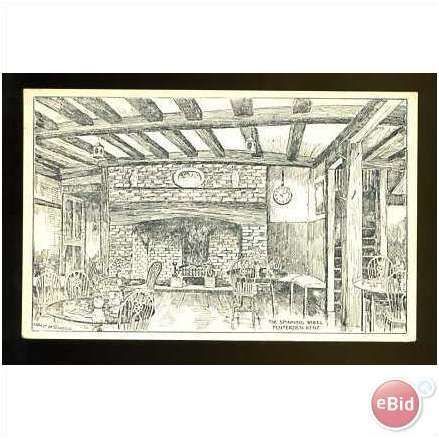 Kent TENTERDEN Spinning Wheel Interior Art Postcard by Rowsell
