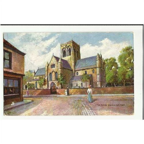Lincolnshire GRIMSBY Parish Church" Tuck Oilette Postcard (1658)