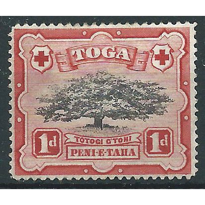 Tonga 1942 SG75 1d Black & Scarlet Mounted Mint . . ..