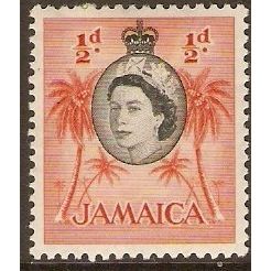 Jamaica QEII 1956 ½d Black & Orange Red Coconut Mounted Mint MM SG Sc 159 stamp