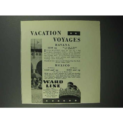 1930 Ward Line Cruise Ad - Vacation Voyages