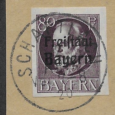 GER (BAVARIA) 1919 80pf 'KING LUDWIG (FREISTAAT) (IMPERFED FINE USED(EBID64-466)