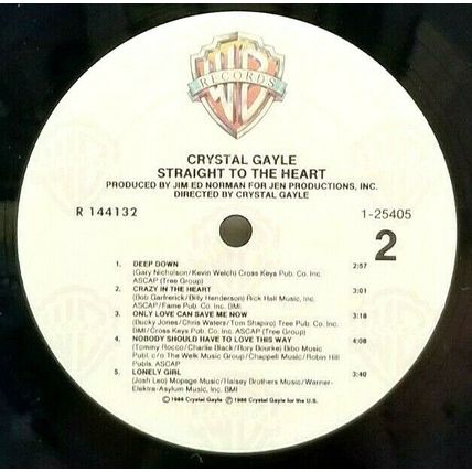 Crystal Gayle Straight To The Heart 1986 LP Vinyl Record (P6)