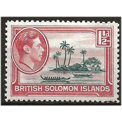 Solomon Islands 1939 SG62 1 1/2d Blue-Green & Carmine Mounted Mint ..