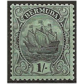 Bermuda 1927 SG87 1/- Black/Emerald Mounted Mint ...