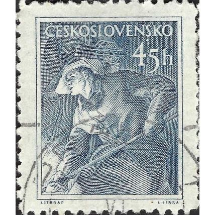 CZECHOSLOVAKIA, Foundry worker, blue 1954, 45h