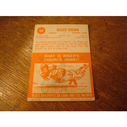 1963 Topps, ROGER BROWN Rc, #34, Detroit Lions