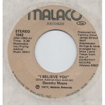 Dorothy Moore - I believe you / Love me 1977 7" single vinyl record MAL1042