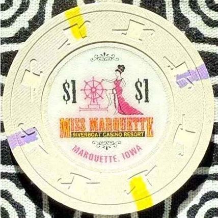 (1) $1. Miss Marquette CASINO CHIP - Marquette, Iowa - 1994