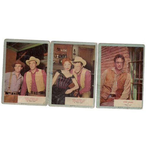 3 x vintage a&bc cards. Film Stars c.1960 James Arness, Dennis Weaver A. Blake =