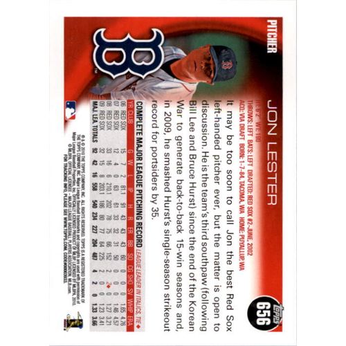 2010 Topps Baseball Jon Lester
