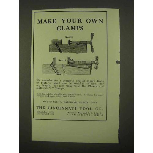 1922 Cincinnati Tool No. 623, No. 615 Clamp Fixtures Ad