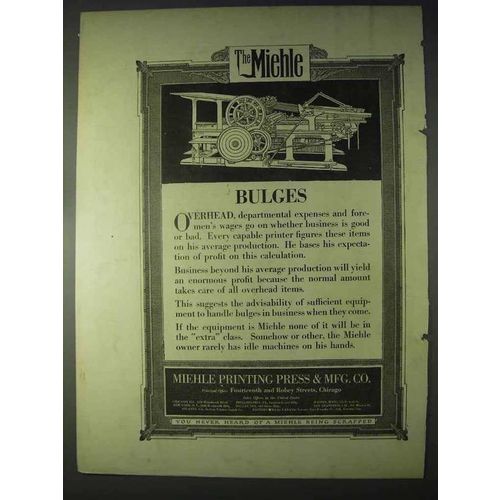1922 Miehle Printing Press Ad - Bulges