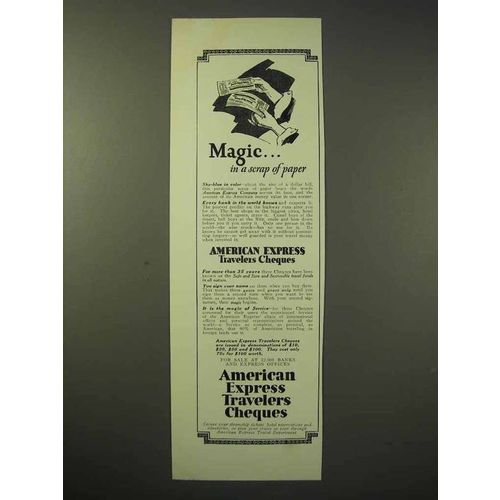 1926 American Express Travelers Cheques Ad - Magic