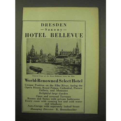 1930 Hotel Bellevue Ad - Dresden Saxony