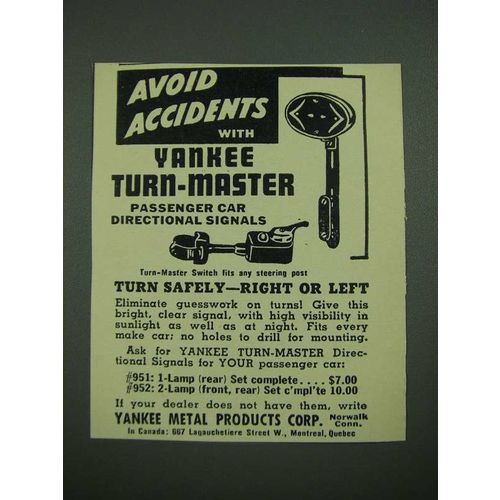 1938 Yankee Turn-Master Passenger Car Directional Signals Ad