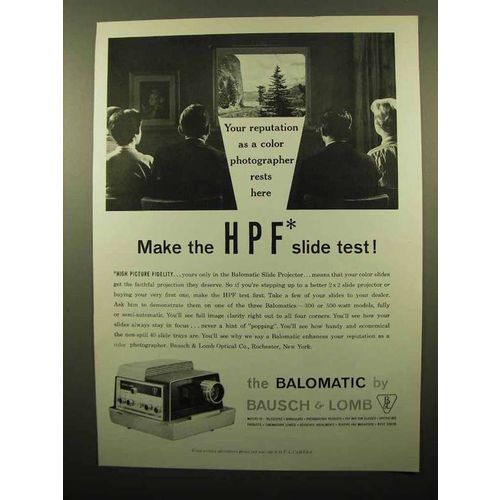 1960 Bausch & Lomb Balomatic Slide Projector Ad - Reputation
