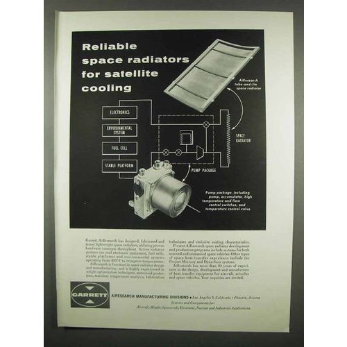 1962 Garrett Airesearch Ad - Space Radiators Cooling