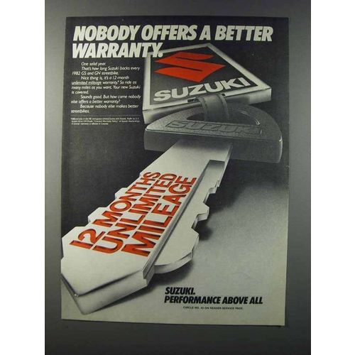 1981 Suzuki Motorcycles Ad - Better Warranty