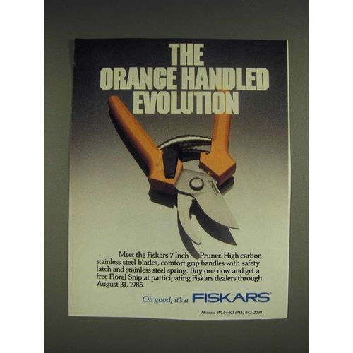 1985 Fiskars 7 Inch Pruner Ad - The orange handled evolution
