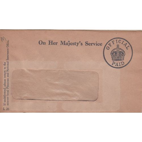 GB circa 1950 OHMS cover post paid Department of Pensions & N Insurance see rest