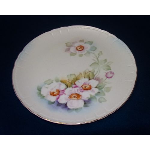 Lefton Magnolia dinner plate KF2521 2521 white flowers vintage good